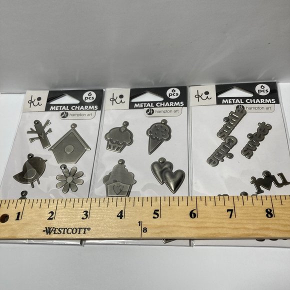 Metal Charms Paper Crafts Card Making Scrapbook Words Cupcake Bird House Flower - Picture 10 of 13